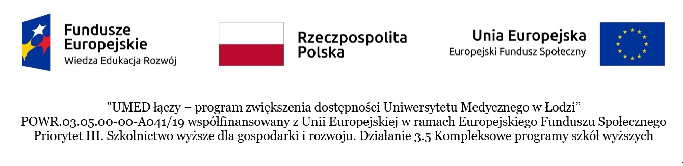 Logotypy projektu - UMED łączy – program zwiększenia dostępności Uniwersytetu Medycznego w Łodzi
