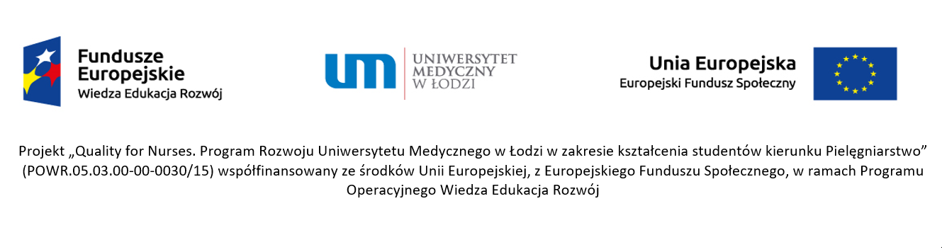 Logotypy projektu - Quality for Nurses. Program Rozwoju Uniwersytetu Medycznego w Łodzi w zakresie kształcenia studentów kierunku Pielęgniarstwo