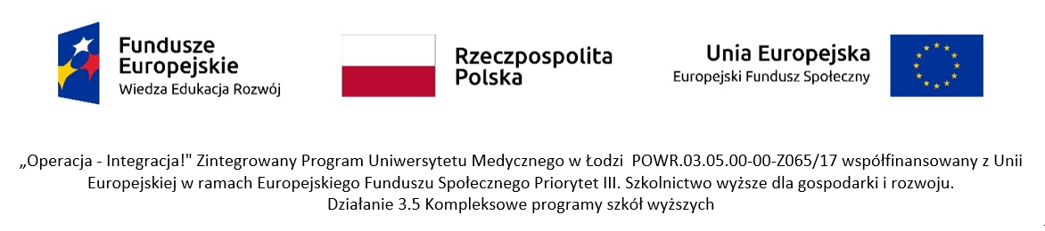 Logotypy projektu - Operacja – Integracja! Zintegrowany Program Uniwersytetu Medycznego w Łodzi