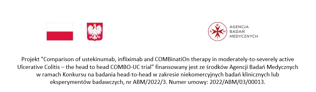 Logotypy projektu - Comparison of ustekinumab, infliximab and COMBinatiOn therapy in moderately-to-severely active Ulcerative Colitis – the head to head COMBO-UC trial